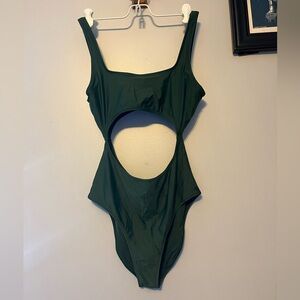 Aerie one piece forest green peek a boo cheeky swimsuit